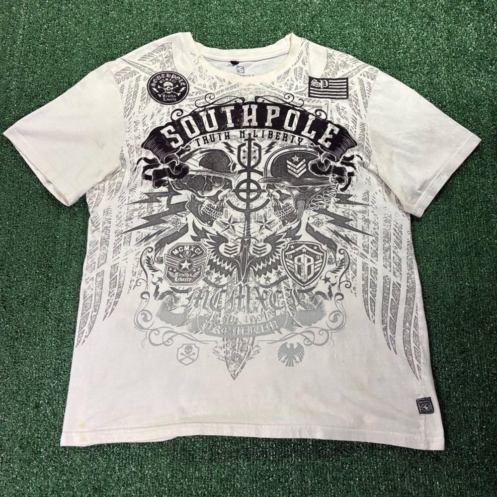 Y2K Southpole Wings Skull Graphic T-Shirt